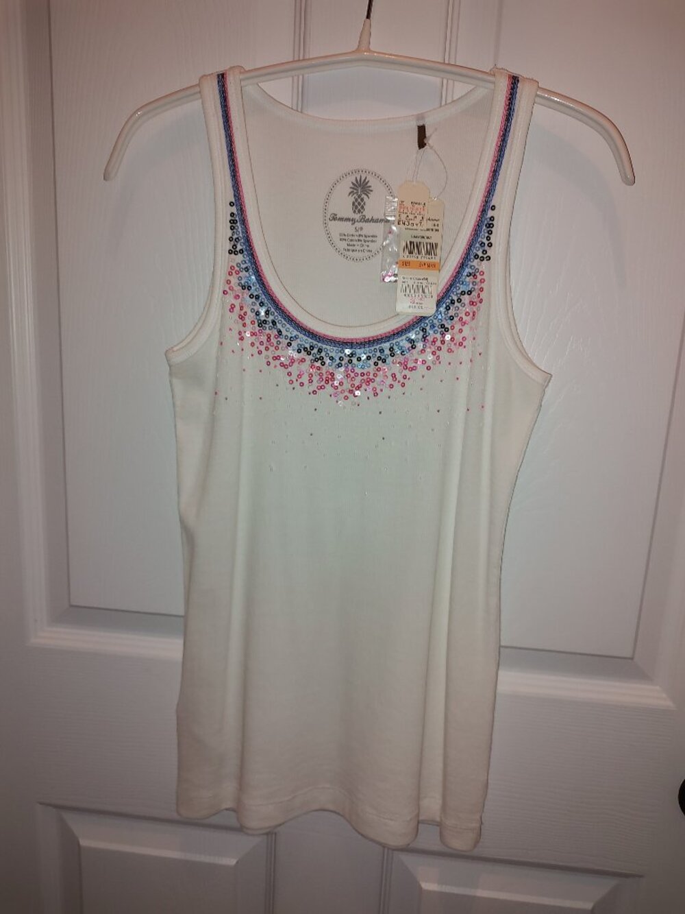 TOMMY BAHAMA BARRIER REEF CONFETTI TANK COBALT BLUE HAZE WHITE SIZE S/P 4-6